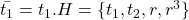 \bar{t_1}=t_1.H= \{t_1,t_2,r,r^3 \}