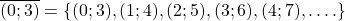 \overline{(0;3)}=\{(0;3), (1;4), (2;5), (3;6) , (4;7), ….\}