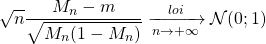 \sqrt{n}\dfrac{M_n-m}{\sqrt{M_n(1-M_n)}} \xrightarrow[n\rightarrow +\infty]{loi} \mathcal N(0;1)