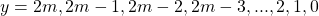 y=2m,2m-1,2m-2,2m-3,...,2,1,0