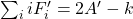 \sum_{i}^{} i F'_i=2A'-k