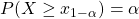 P(X\geq x_{1-\alpha}) =\alpha