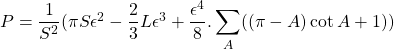 P=\dfrac{1}{S^2}(\pi S \epsilon ^2-\dfrac{2}{3} L \epsilon ^3 +\dfrac{\epsilon ^4}{8}.\displaystyle\sum_A ((\pi-A )\cot A +1))