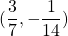 (  \dfrac{3}{7}  ,-\dfrac{1}{14} )