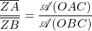 \dfrac{\overline{ZA}}{\overline{ZB}}=\dfrac{\mathscr{A}(OAC)}{\mathscr{A}(OBC)}