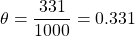 \theta=\dfrac{331}{1000}=0.331