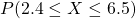 P(2.4\leq X\leq 6.5)