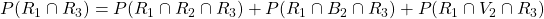 P(R_1\cap R_3)=P(R_1\cap R_2 \cap  R_3)+P(R_1\cap B_2 \cap R_3)+P(R_1\cap V_2 \cap R_3)