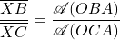 \dfrac{\overline{XB}}{\overline{XC}}=\dfrac{\mathscr{A}(OBA)}{\mathscr{A}(OCA)}