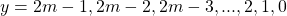 y=2m-1,2m-2,2m-3,...,2,1,0