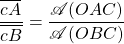 \dfrac{\overline{cA}}{\overline{cB}}=\dfrac{\mathscr{A}(OAC)}{\mathscr{A}(OBC)}