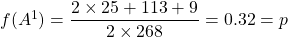 f(A^1)=\dfrac{2\times 25+113+9}{2\times 268}=0.32=p