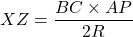 XZ=\dfrac{BC\times AP}{2R}