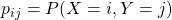 p_{ij}=P(X=i,Y=j)