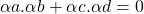 \alpha a.\alpha b+\alpha c.\alpha d=0