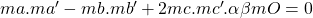 ma.ma'-mb.mb'+2mc.mc'.\alpha \beta mO =0