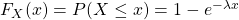 F_X(x)=P(X\leq x)=1-e^{-\lambda x}