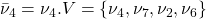 \bar \nu_4= \nu_4. V = \{ \nu_4, \nu_7,\nu_2, \nu_6 \}