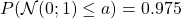 P( \mathcal N(0;1) \leq a) = 0. 975